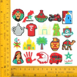 21Pcs Morocco Theme Shoe Charms for Croc Clogs, Moroccan Flag Camel Mosque Shoe Decor Pins, DIY Accessories Gift