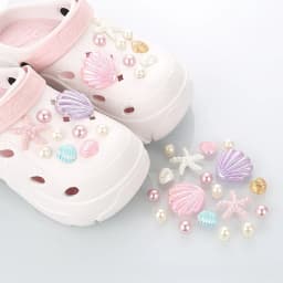 18PCS Shoe Charms for Clogs Slippers DIY Summer Starfish Shell Handicrafts Shoe Decoration Buckle Charms Hole Shoes Accessories