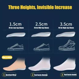 1.5/2.5/3.5 Cm Arch Support Height Increase Insole Elastic Lift Men's and Women's Insoles