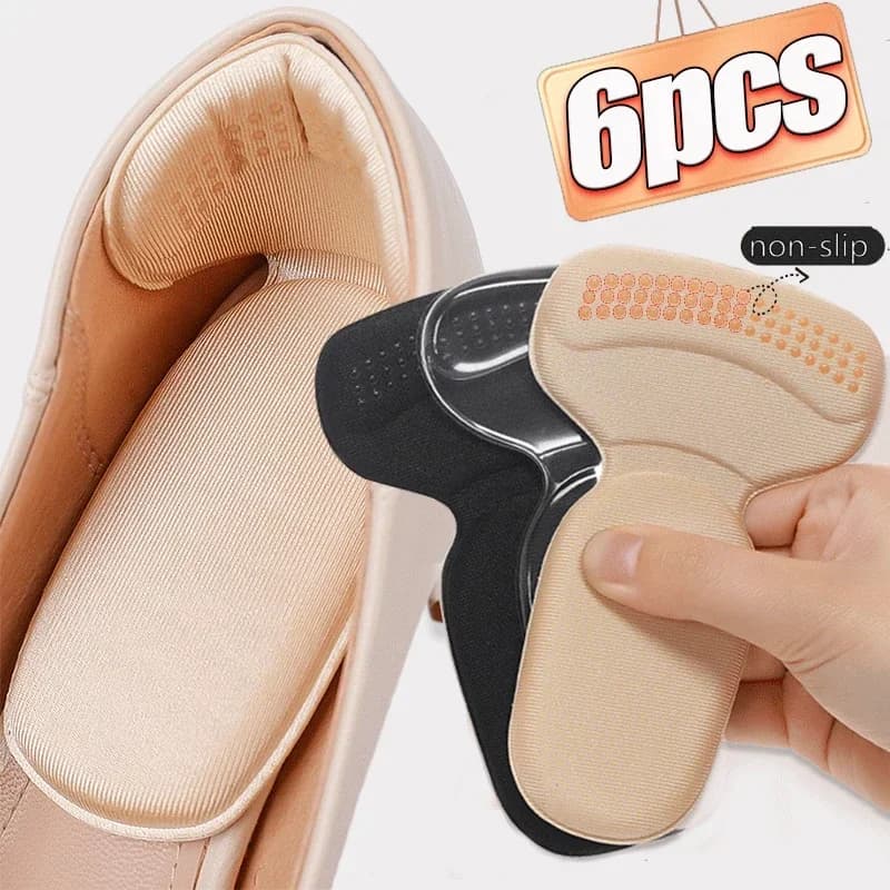 6pcs Heel Pads for Shoes Too Big Adjust Size Sponge Heel Protector Stickers High Heels Pain Relief Inserts Foot Insoles Women