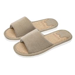 TZLDN Summer Women Home Slippers Linen Summer Lightweight Flat Sandals Breathable Comfortable Non-Slip Slides Indoor Men Slipper