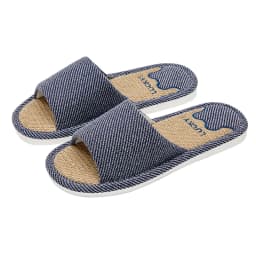 TZLDN Summer Women Home Slippers Linen Summer Lightweight Flat Sandals Breathable Comfortable Non-Slip Slides Indoor Men Slipper
