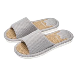 TZLDN Summer Women Home Slippers Linen Summer Lightweight Flat Sandals Breathable Comfortable Non-Slip Slides Indoor Men Slipper