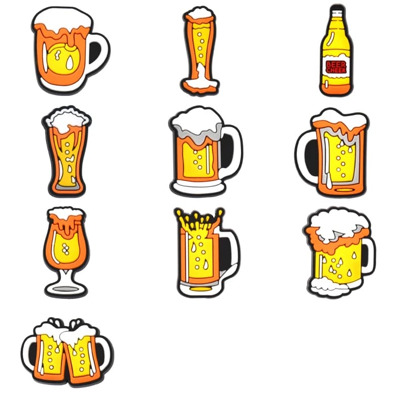 Beer Shoe Charms for Crocs Accessories 1pcs PVC Men Badge Women Sandals Buckle Kids Pins Shoes Decoration Jeans X-mas Gift