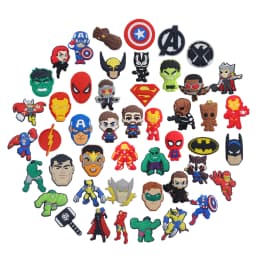 Random 30-200pcs Superhero Shoe Charm Cartoon for Shoe Accessories Dreations for Sandals Sneaker Classic Clog Kids X-mas Gifts