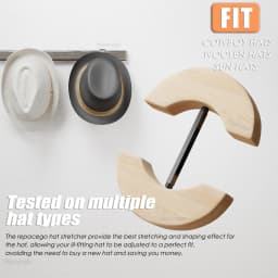 Repacego Adjustable Wooden Hat Stretcher Cap Shape Maintainer Premium Fedora Hat Rack for Storage Cowboy Baseball Hat Holders