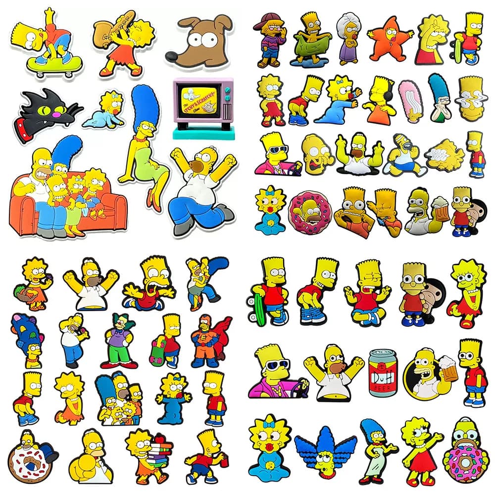 9-100pcs Cartoon Shoe Charms Set For Classic Clog Sandal Garden Shoes Decoration Accessories Buckle Friends Gifts
