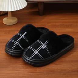 Men's Extra Large Winter Slippers Non-Slip Plush Home Shoes Warm Thick Sole Cotton Slippers for Indoor Use