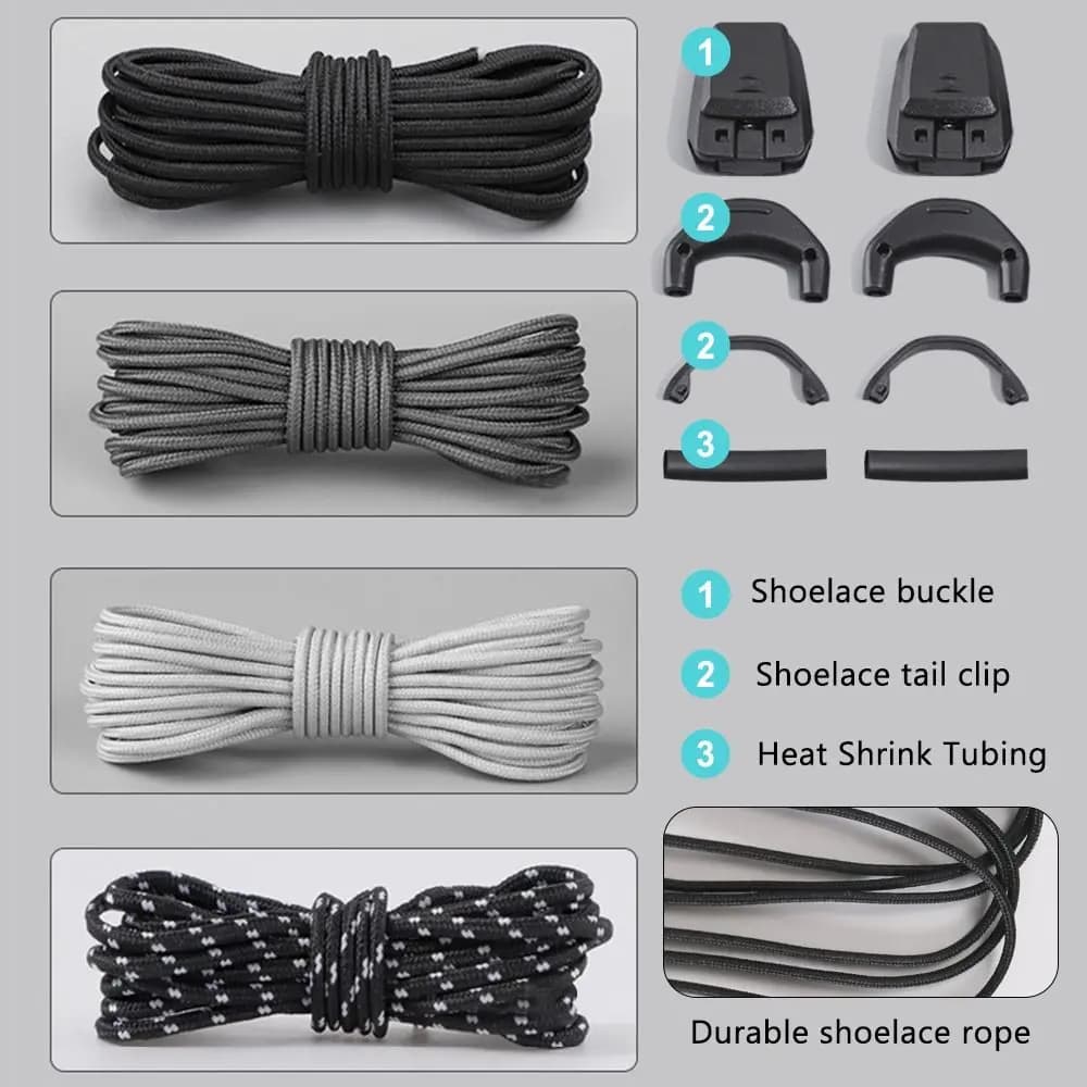 1Pair Fashion Without Ties Quick Lace Kit Round Tennis Creative Lazy Shoe Laces No Tie Shoelaces for Salomon Shoe Accessories
