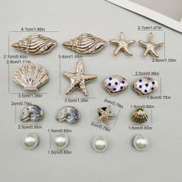 16PCS DIY Starfish Shoe Charms Bling Conch Shoes Buckle Decorations Removable Shell Shoe Accessories Mutlifunctional Shoe Clips