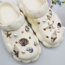 16PCS DIY Starfish Shoe Charms Bling Conch Shoes Buckle Decorations Removable Shell Shoe Accessories Mutlifunctional Shoe Clips