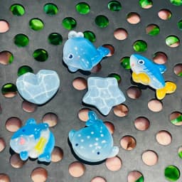 6pcs Cartoon Blue Whale Shark Dolphin Star Heart Resin Shoe Charms Buckle Clog Garden Shoes Decorations Hole Slipper Accessories