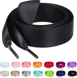 2CM Wide Satin Ribbon Shoelaces Smooth Silky Flat Laces for Sneaker Canvas Casual Shoes Adjustable Length 80cm/100cm/120cm/140cm