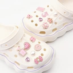 Pearl Shoe Charms Set Creative DIY Pink Shoe Flower Diamond Butterfly Rhinestone Detachable Chain Buckle Shoe Decoration 1 Set