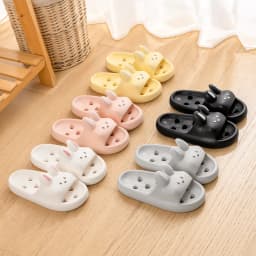 Cartoon Women Bathroom Slippers Cute Non-Slip Leaky Sandals Fashion Thick Bottom Slides Home Men Quick Drying Flip Flops