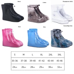 Rainy Waterproof Reusable Shoe Covers, Non-Slip Rain Boot Protectors with Zipper & Drawstring, Multi-Size for Men, Women & Kids