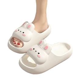Women's Summer Sandals and Slippers Home Cute Rabbit Style Bathroom Non-Slip Feeling EVA Thick Slippers