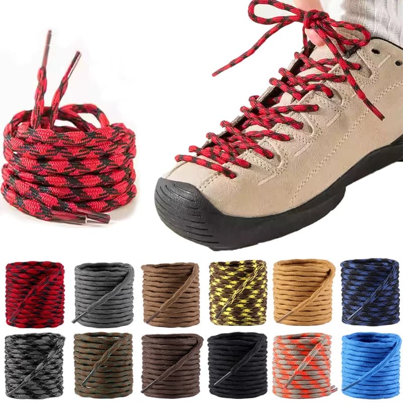 4MM Wave Round Boot Shoe Laces - Heavy Duty Hiking Shoelaces for Work Boots Hiking Shoe - Non Slip Replacement Strings Men Women