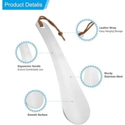 Stainless Steel Shoe Horn | 1PC Metal Shoe Helper for Elderly Men Women | Easy Slip-On Durable Shoe Assistant