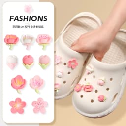10 PCS Romantic Cherry Blossoms Shoe Charms for Crocs DIY All-match Detachable Shoes Buckle Decoration Accessories Gifts