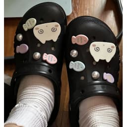Cute Cat & Fish Shoe Charms 12 Pcs DIY Decorations for Girls Clogs Garden Sandals Gift, No Fasteners Included