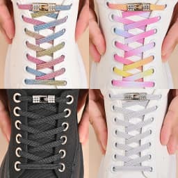 No Tie Shoe Laces Diamond Buckle Elastic Laces Shoelaces Pearl Light Colorful Fashion Without Ties Laces Sneaker Kids Adult