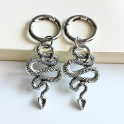 1pair/2pcs/set Silvery Python Boot Charms Snake Gothic DIY Shoe Accessories, Daily Shoe Accessories For Men And Women