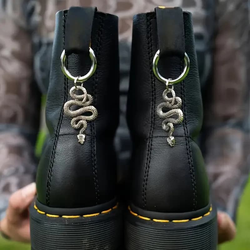 1pair/2pcs/set Silvery Python Boot Charms Snake Gothic DIY Shoe Accessories, Daily Shoe Accessories For Men And Women