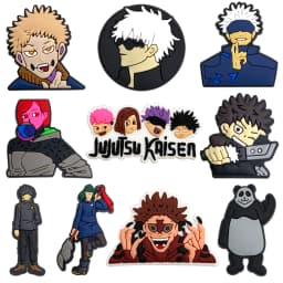 10pcs Jujutsu Kaisen Cartoon Anime Shoe Charms Cool Boy Design for Clogs Sandals Decorative Accessories Perfect Friend Gift