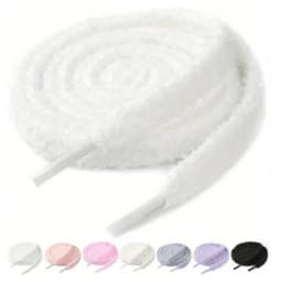 1 Pair of 120cm / 47.24inch Thick Plush Flat Shoelaces, Solid Color Soft Shoelaces, Suitable for Sneakers, Casual Shoes, Fashionable Shoe Accessories, Suitable for Spring and Summer, Bridesmaid Gifts, Travel and Vacation, Cute Little Items