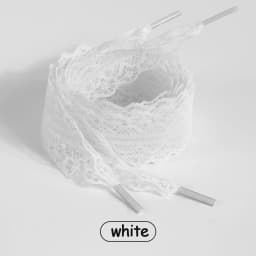 DIY Wide Lace Shoelaces with Hollow-Out Silk Trim, Black & White for German Trainers, Sneakers & White Shoes