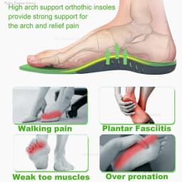Orthopedic Insole Thickened Arch Support Shoes Pad for Flat Feet Sport Shock Absorption High Elastic Wear Resistant Foot Cushion