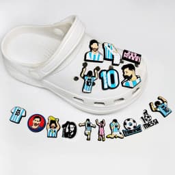 1-16pcs of Football Star Mesi Series Cartoon Shoe Charming Decorative Accessories, Children's Favorite Gifts Shoe Accessories
