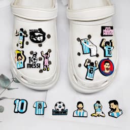 1-16pcs of Football Star Mesi Series Cartoon Shoe Charming Decorative Accessories, Children's Favorite Gifts Shoe Accessories