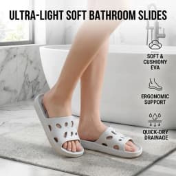 EVA Shower Slippers for Men Non‑Slip Quick Drying Bath Slippers with Drainage Holes Lightweight House Slides for Bathroom
