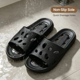 EVA Shower Slippers for Men Non‑Slip Quick Drying Bath Slippers with Drainage Holes Lightweight House Slides for Bathroom