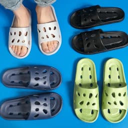 EVA Shower Slippers for Men Non‑Slip Quick Drying Bath Slippers with Drainage Holes Lightweight House Slides for Bathroom