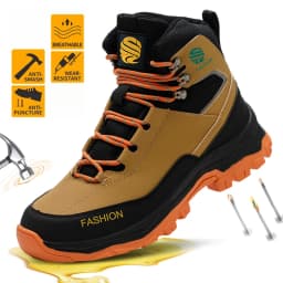 High-Top Safety Boots Men Indestructible Steel Toe Work Boots Anti-Smash Puncture-Proof Safety Shoes Men Work Shoes