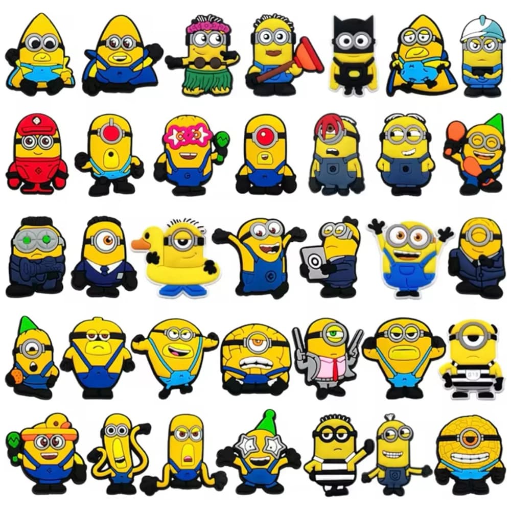 12-36Pcs Potdemiel Minion Cartoon Shoe Charms For Slides Sandals,PVC Shoe Decorations Accessories For Christmas Birthday Gift