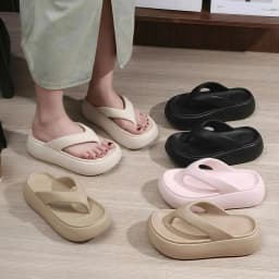Height-increasing Platform Slippers Non-slip Soft Sole Beach Sandals 5CM EVA Lightweight Women's Flip Flops Indoor Outdoor