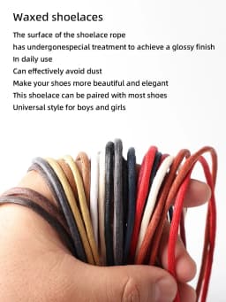 Round Pure Cotton Waxed Shoelaces 1 Pair 60/70/80/90/100/120/140/160/180cm Oxford Shoe Laces Boots Laces Waterproof Leather 12 C