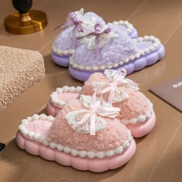 2026 New Women's Plush Slippers - Bow Detail Winter House Shoes, Ultra-Soft Non-Slip Indoor Slippers for Home&Maternity Comfort