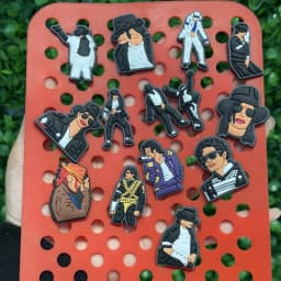 14pcs Michael Jackson Designer Style Shoe Charms DIY Garden Shoe Accessories Decorations for Man Kids Birthday Gift