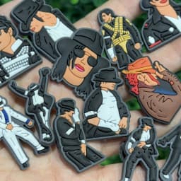 14pcs Michael Jackson Designer Style Shoe Charms DIY Garden Shoe Accessories Decorations for Man Kids Birthday Gift