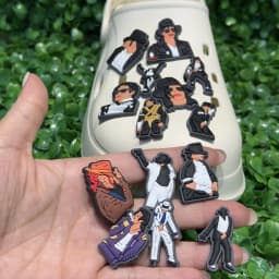 14pcs Michael Jackson Designer Style Shoe Charms DIY Garden Shoe Accessories Decorations for Man Kids Birthday Gift
