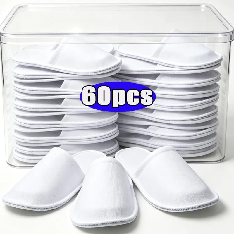 2/30pairs 2026 White Hotel Slipper Unisex Disposable Slippers for Home Guests Non-Slip Bathroom Spa Slippers Shoes for Men Women