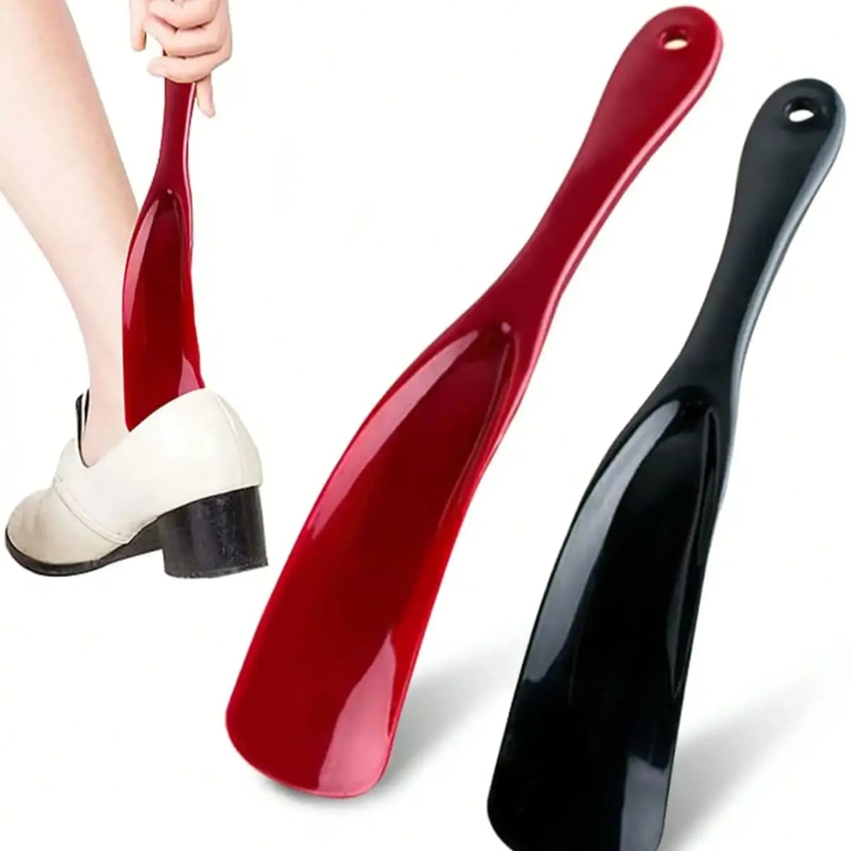 2PCS Unisex Long Handle Shoe Horns, Portable Plastic Shoe Helper, Non-Slip Easy Wear Tool for Travel & Daily Use