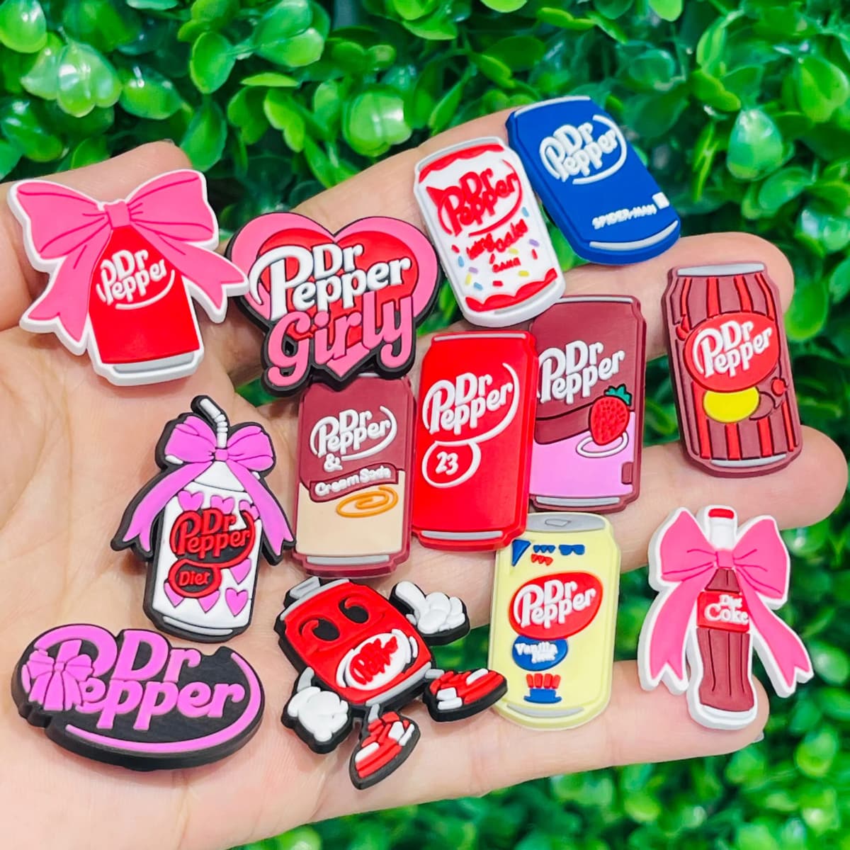 13-100pcs Dr Pepper Soda Bottle Drink Shoe Charms PVC Accessories DIY Shoes Buckle Decorations Fit Wristband Party Woman Gifts