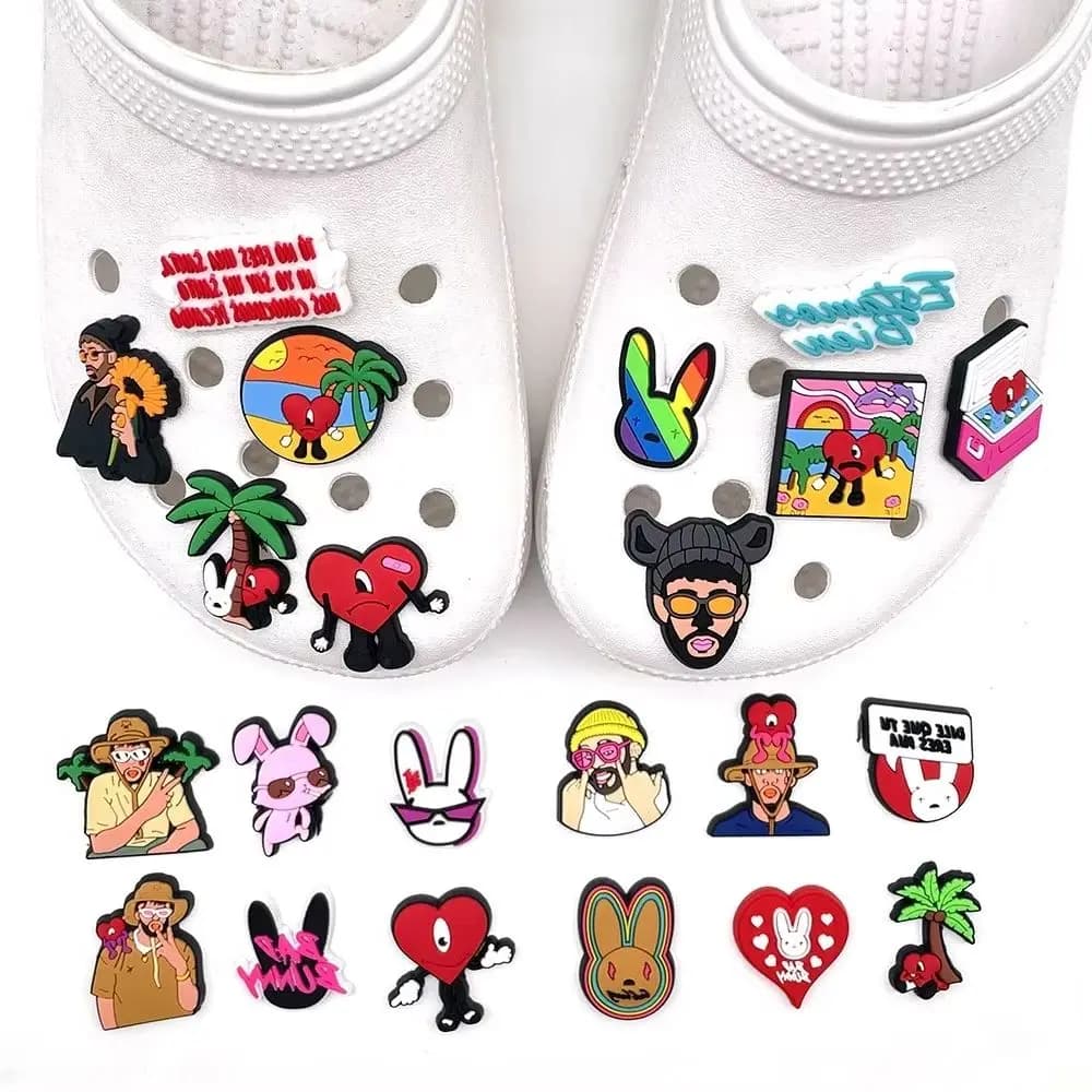 22Pcs Unisex Bad Bunny Themed Shoe Charms for Sandals Cave Decorations Birthday Gift Idea for Boys And Girls