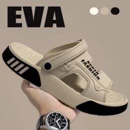 SHAJI Men Slippers Summer EVA Soft-soled Platform Slides Sandals Indoor Outdoor Walking Beach Shoes Flip Flops Mens Home Shoes